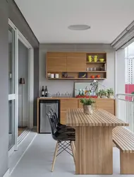 Photo of studio apartments kitchen on the balcony