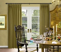 Olive curtains in the living room photo