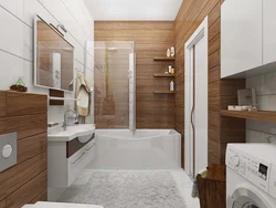 White and wood in the bathroom interior photo