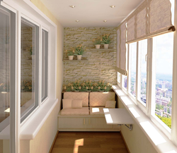 Interior of a small balcony in an apartment with your own photos