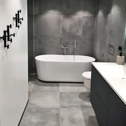 Дизайн ванной комнаты плитка под бетон