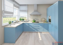 Kitchen blue wood photo