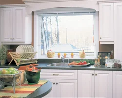 Curtains in the kitchen photo in a modern style interior