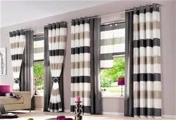 Curtains with eyelets in the living room interior