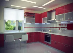 Дизайн серо бордовой кухни