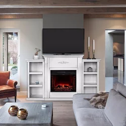Modern photos of walls with a fireplace in the living room