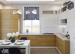 Дизайн проект кухни с двумя окнами