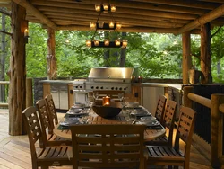 Summer kitchen for cottage design inside