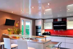 Suspended ceiling in the kitchen photo gloss