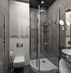 Ванна бөлмесінің фотосуретіндегі қара душ кабинасы