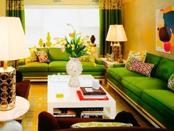 Brown green living room design