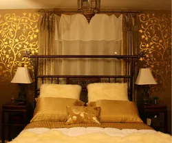 Combination Of Gold In The Bedroom Interior