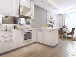 Kitchen interior design in a modern style in light colors corner