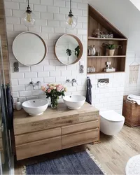 Interior of a small wooden bathtub