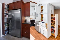 Kitchen design with mini refrigerator