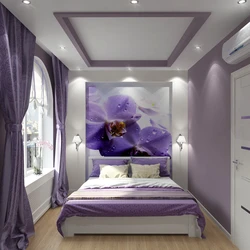 Дизайн спальни серо фиолетовой