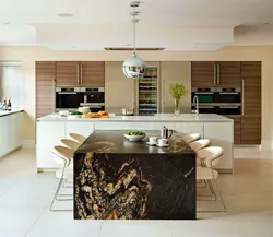 Kitchen interior with island in the house