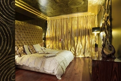 Спальня интерьер золотой