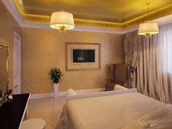 Bedroom interior golden