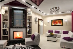 Living room design 18 with fireplace