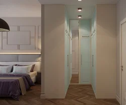 Bedroom 16 sq m design with dressing room photo