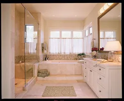 Bathroom design with a window in a country house