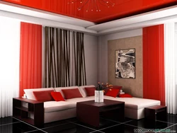 Дизайн интерьера гостиной в красном фото
