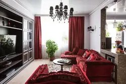 Living room interior design in red photo