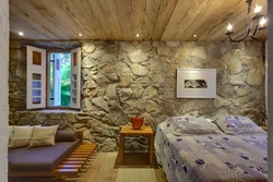 Bedroom interiors with stone photo