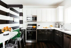 White black gray kitchen interior