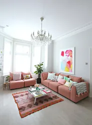 Living room interior light pink