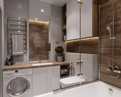 Bath interior with washing machine and countertop