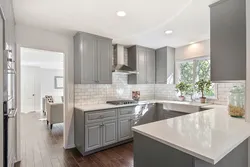 Kitchen In Gray And White Tones Design Photo