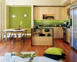 Colors combined with light green in the kitchen interior photo