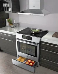 Non-built-in stove in the kitchen interior
