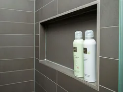 Tile shelves in the bathroom in the wall photo