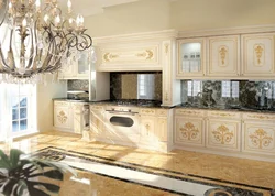 Белая кухня с золотом в интерьере