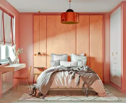 Дизайн спальни в персиковом тоне