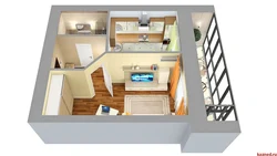 Design Project Of A One-Room Apartment With A Balcony