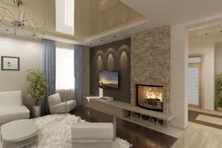 Дизайн гостиной 18 кв с камином