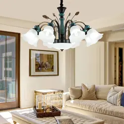 Hanging chandeliers in the living room interior
