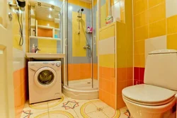 Design of a shower room with a toilet in an apartment and a washing machine