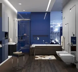 Дизайн сине голубой ванной