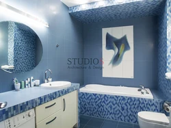 Blue white bathroom design