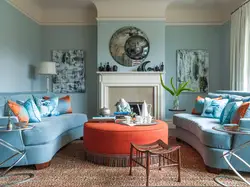 С какими цветами сочетается голубой в интерьере гостиной