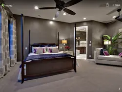 Bedroom interior brown ceiling