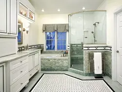 Bathroom design without a bathtub but with a shower corner photo