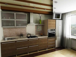 Straight kitchen 6 meters and refrigerator photo