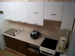 Straight Kitchen 6 Meters And Refrigerator Photo