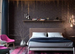 Wallpaper in loft style for bedroom photo design